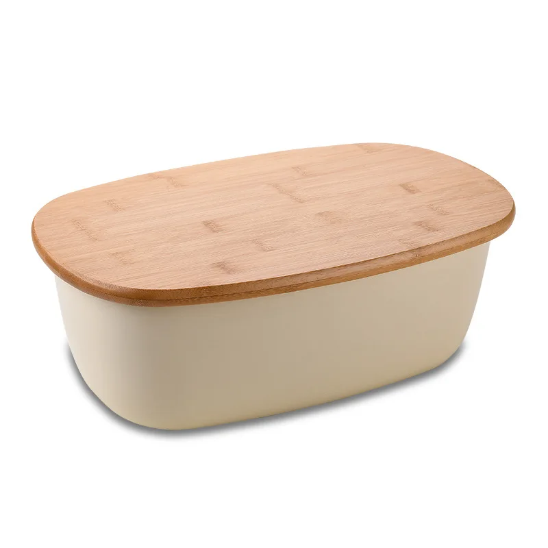 Caja Ovalada Para Almacenar Pan Con Tapa De Bambú, Ideal Para Guardar Postres, Aperitivos, Etc., Perfecta Para Cocinas Domésticas.