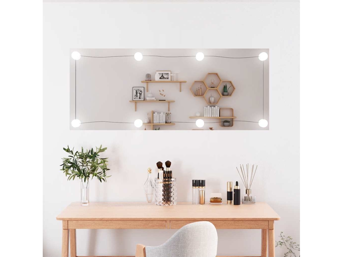 Espejo De Pared Rectangular Con Luces Led Vidrio 40x100 Cm