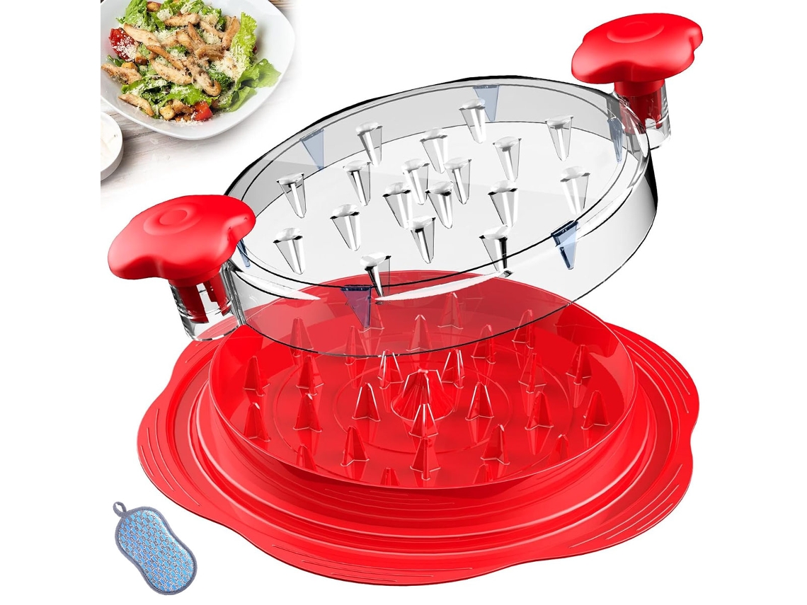 Desmenuzadora de pollos eficiente, desmenuzadora de carne visible con marco giratorio mejorado, mango ergonómico y banda de molienda antideslizante.