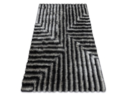 Alfombra Moderno Flim 010-B3 Lanudo, Laberinto - Structural Negro / Gris (160 x 220 cm)