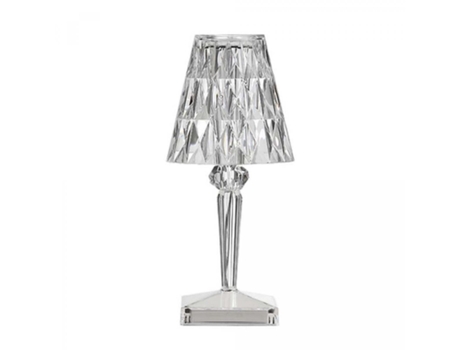 Lámpara de mesa de diamante de 11,5 cm, lámpara LED de cristal decorativa de mesita de noche roja recargable con red USB de 220 V, lámpara LED acrí...