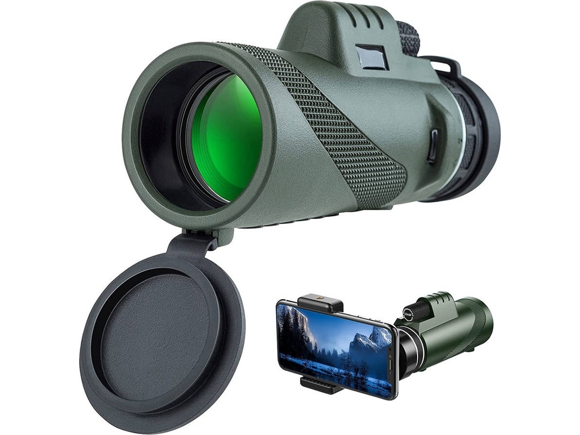 Prismáticos ENKERS Monocular Adultos 12X50 Bak4 Impermeable Prisma Trípode Adaptador Smartphone Soporte Par-Negro