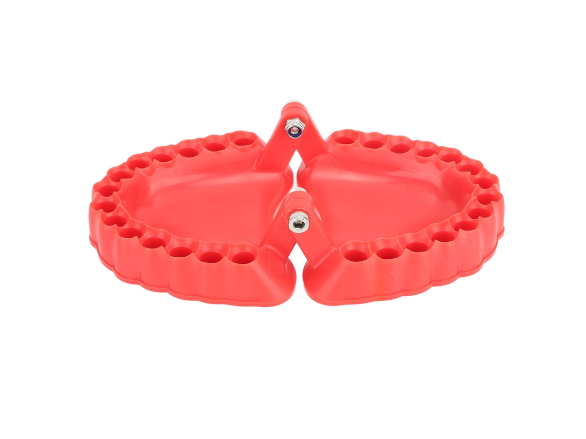 Organizador de tornillos para dentaduras postizas, 28 orificios, rojo, sin puntas.