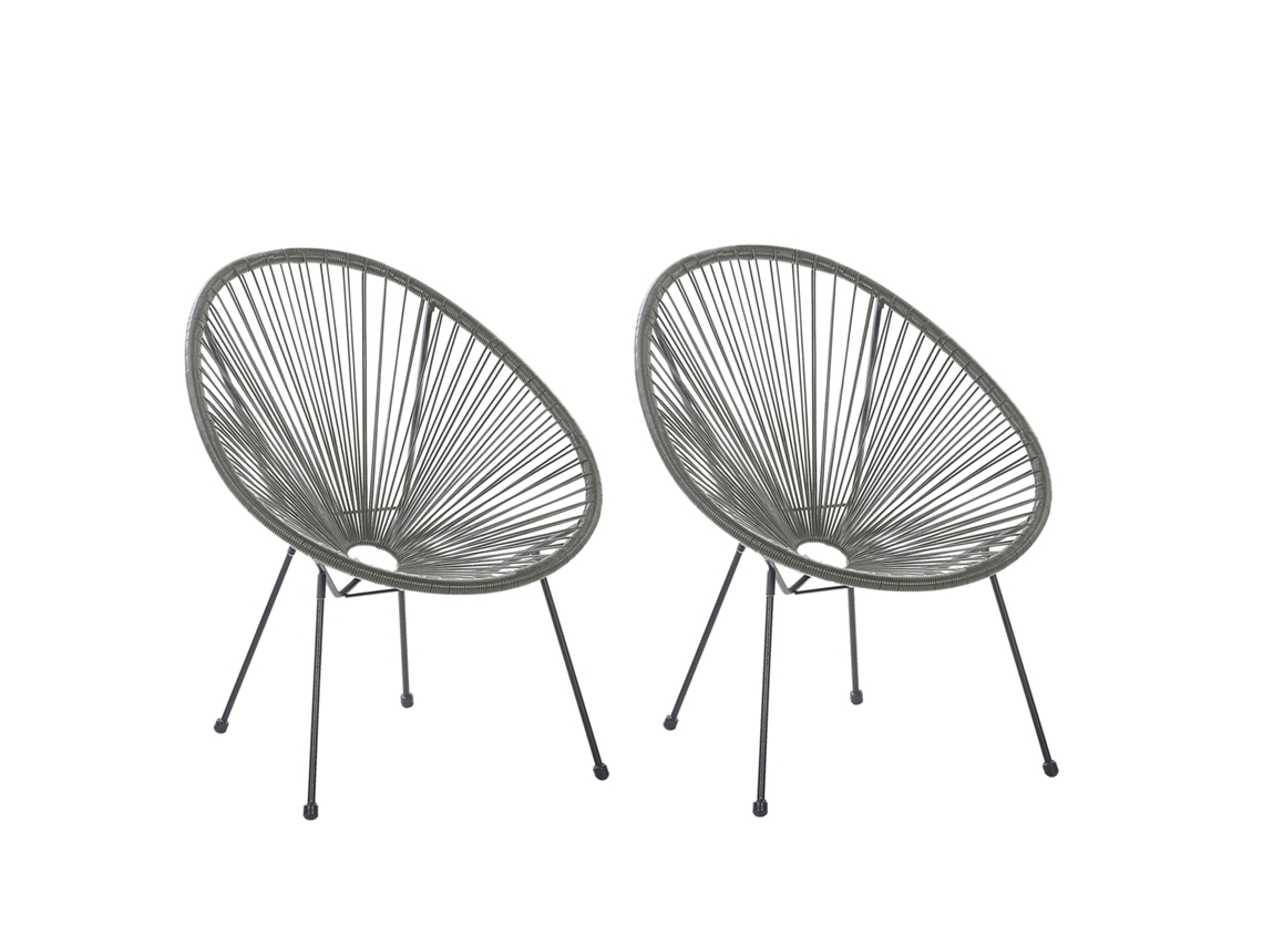 Conjunto de 2 sillas BELIANI Acapulco ii de Ratán sintético Gris 70x90x87