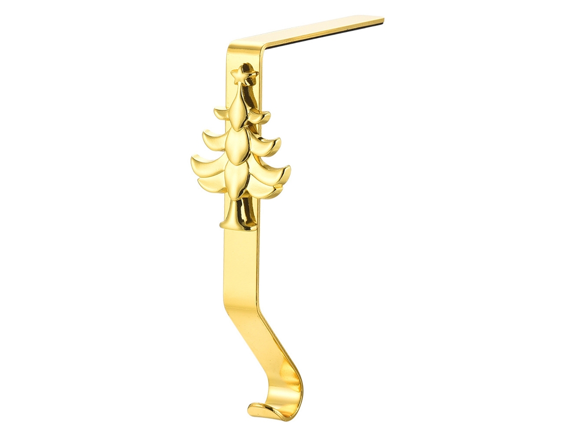 Soporte metálico para medias navideñas, accesorio brillante para chimenea TRUYUETY