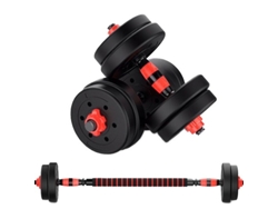 ForzaFit Juego de Mancuernas 15kg - Juego de Mancuernas - Barra Barra con Pesas - Barra Fitness - Negro