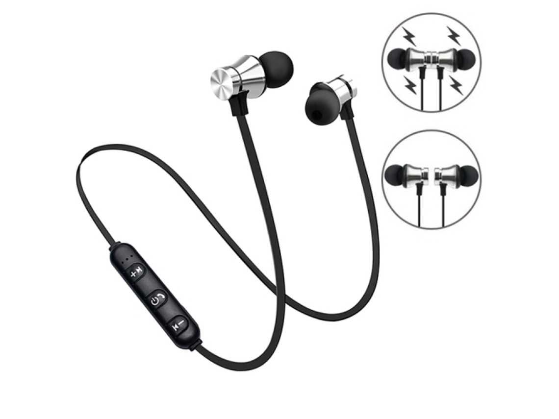 Auriculares Internos Magnéticos Inalámbricos Bluetooth Plateado