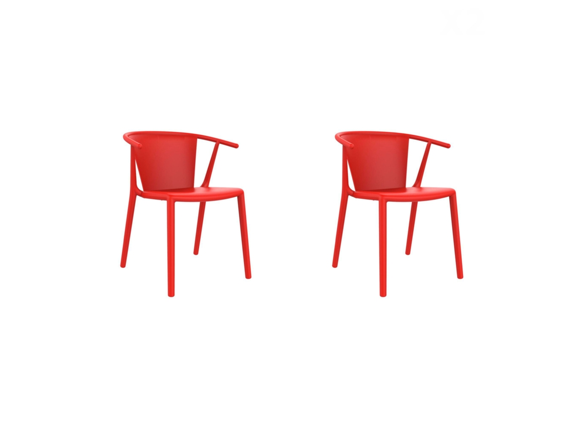 RESOL STEELY Set 2 Silla Con Brazos Interior Exterior Rojo