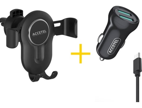 Kit Cargador Auto para Xiaomi Poco F3 ACCETEL SP118 (2.4A - Type C - Negro)