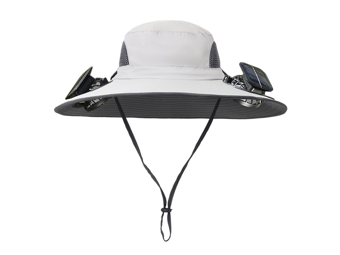 Chapéu De Sol Chrui Com Ventilador Solar E Proteção Upf 50+ (cinza Claro)
