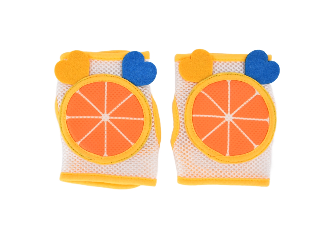 Rodilleras Transpirables Para Bebé Con Estampados Animados, Protección Para Gatear, Color Naranja.
