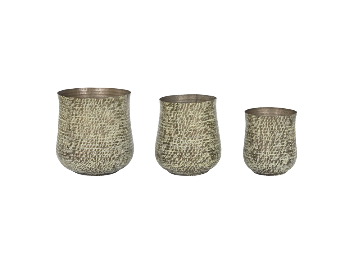 Set 3 Macetero Aluminio Patinado Verde 44x44x46cm