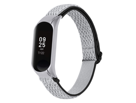Correa de nailon lazo elástico elástico trenzado ajustable para Xiaomi Mi Band 7 - blanco/negro