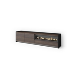 Mueble Tv, Televisión, 207x37x50cm, Para Tv Hasta 80", Chimenea Eléctrica, Led, Roble Oscuro Y Negro