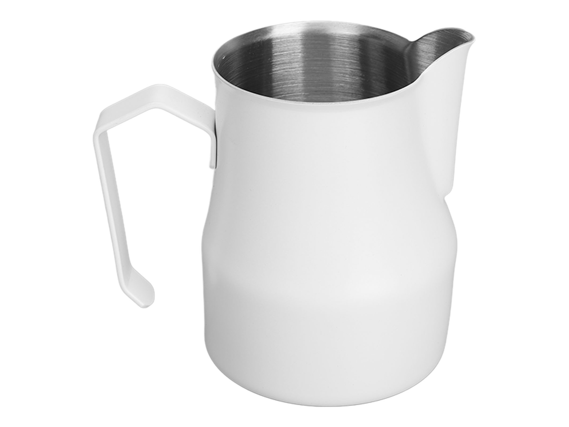 Jarra de acero inoxidable 304 para espumar leche y vaporizar café, color blanco, 450 ml