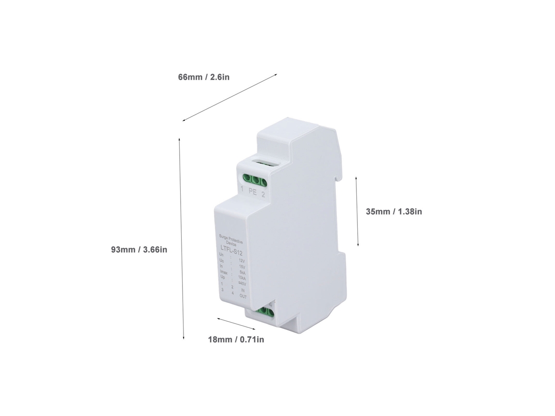 Dispositivo de protección contra sobrecargas 2026dz con módulo de descargador, 12 V, 5-10 kA, IP20, control RS485