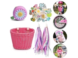 Cesta Delantera Para Bicicleta Infantil Con Flotadores Para El Manillar, Llantas De Tela, Plástico, Accesorios De Bicicleta Rosas