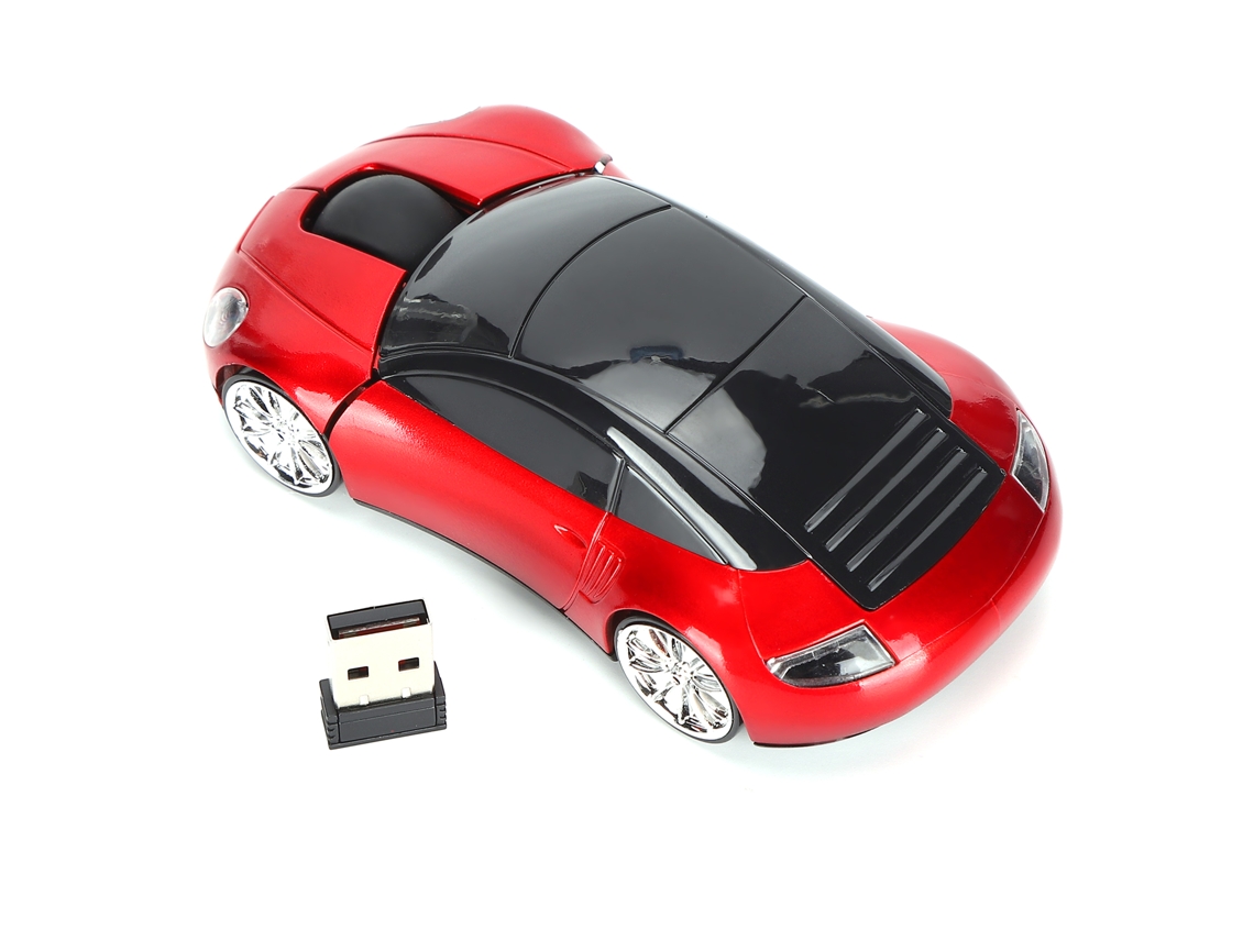 Ratón Inalámbrico 2.4g Para Coche, Portátil, Receptor Óptico Usb, 1600 Dpi Para Ordenador Portátil, Rojo.