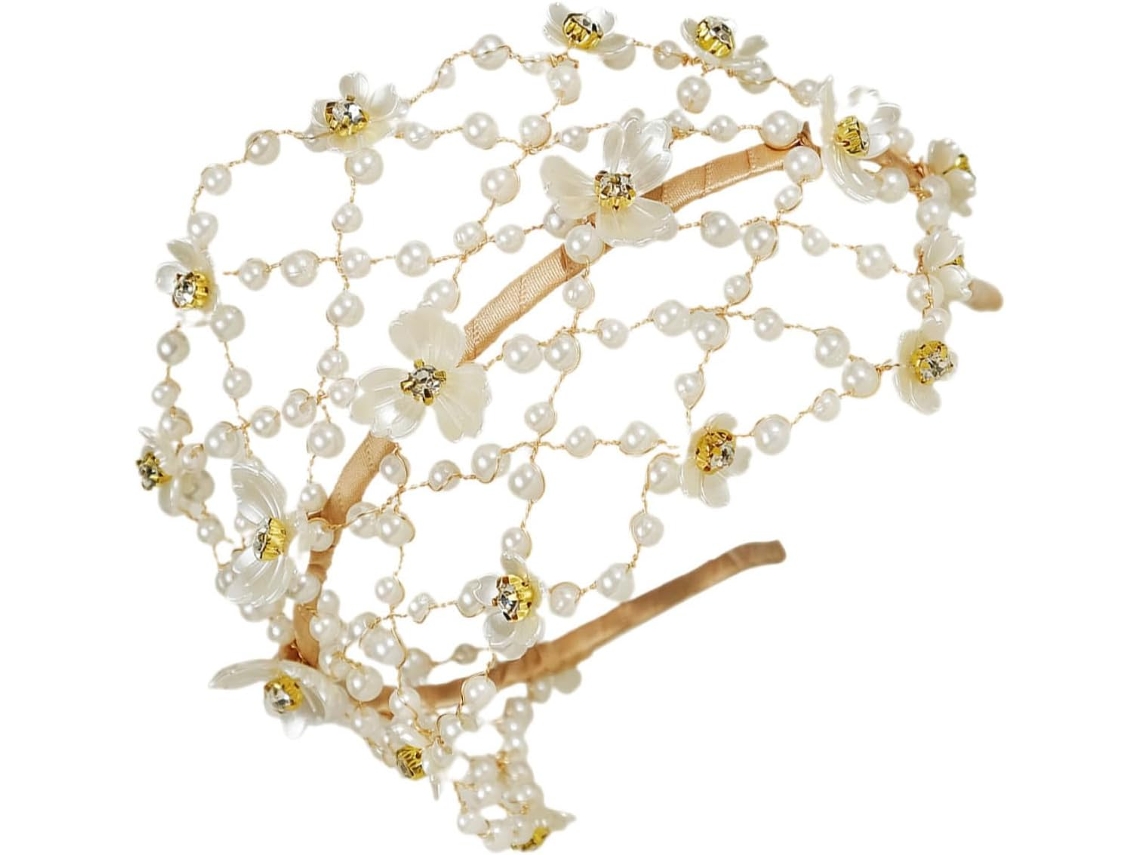 Diadema Nupcial Nuobesty Con Diamantes De Imitación Y Perlas, Accesorio Para El Cabello Ligero Y Resistente.