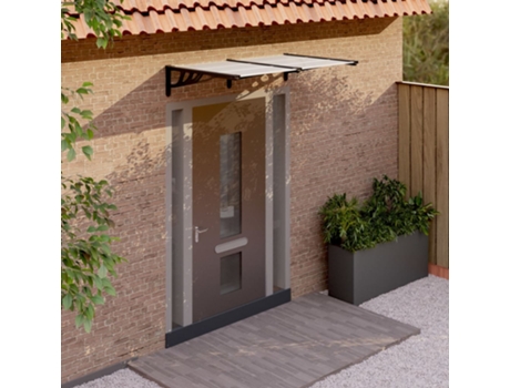 MAISON EXCLUSIVE Marquesina puerta policarbonato negro y transparente 152,5x90cm