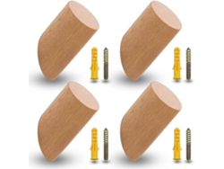 Omni-ganchos De Pared De Haya Y Nogal, Madera, Con 4 Tornillos Y Tuberías De Expansión (6cm)