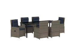 Maison Exclusive - Conjunto De Comedor De Jardín Con Cojín 7 Pcs Gris Poliratán