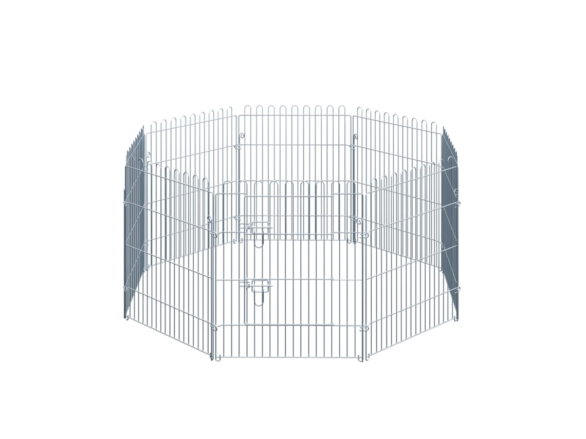 Parque para mascotas con 8 paneles, 63x76 cm, valla para mascotas con puerta con cerradura para jardín, patio y exteriores, color plata.