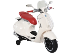 Patinete Infantil Vespa Eléctrico 6v Música Claxon Ruedines Blanco