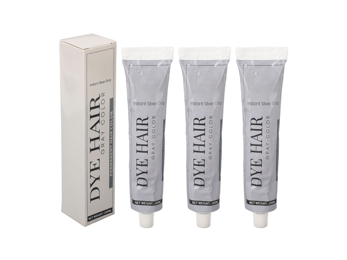 3pcs Tinte De Pelo Gris Estilo Crema Permanente Semi Gentle Ingredientes Tinte De Pelo Plata 100ml