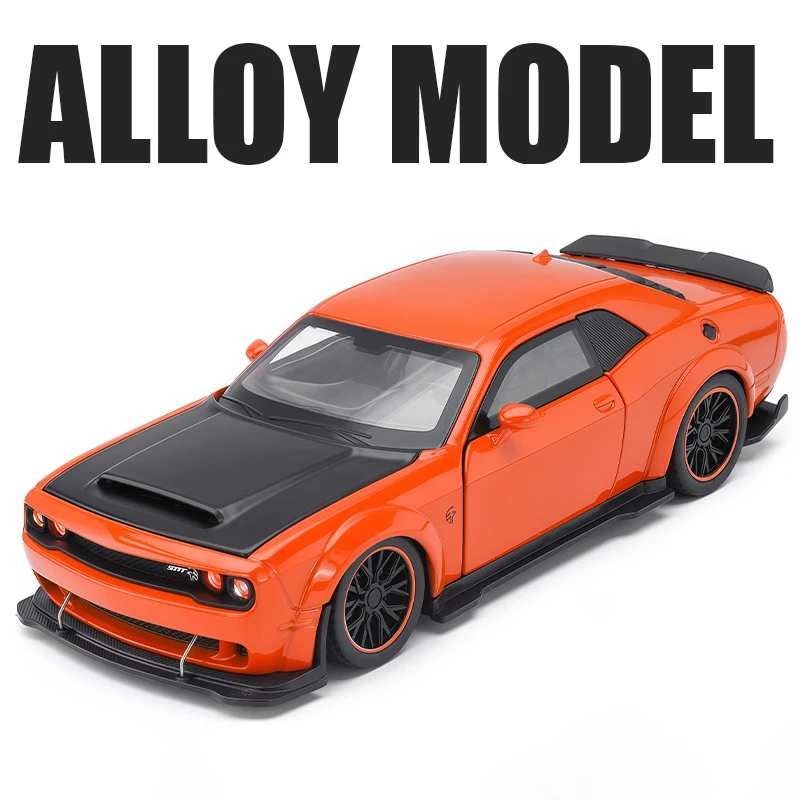 (naranja) Coche De Juguete A Escala 1:32, Fabricado En Aleación De Metal Fundido A Presión, Con Efectos De Sonido Y Luz.