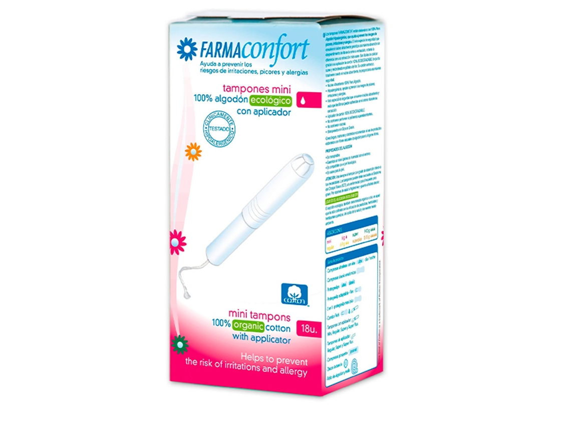 Tampones de Algodón Con Aplicador Bio Mini 18 Unidades FARMACONFORT