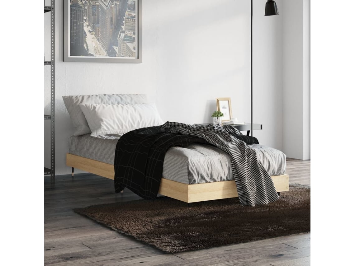 Estructura De Cama Sin Colchón Madera Roble Sonoma 75x190 Cm