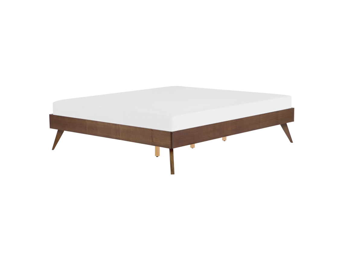 Cama con somier BELIANI Berric de MDF Madera oscura 167x202x38