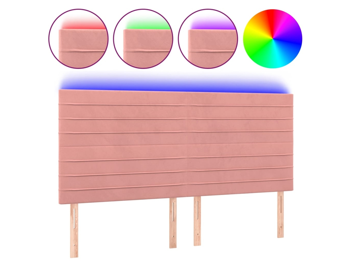 Cabecero de terciopelo rosa con luces LED MAISON EXCLUSIVE (160x5x118 cm)
