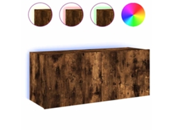 Mueble de TV de pared con luces LED, roble ahumado, MAISON EXCLUSIVE (100 x 35 x 41 cm)