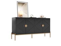 Aparador Moderno 162x40x80 Cm - Mueble Con Almacenamiento - Negro