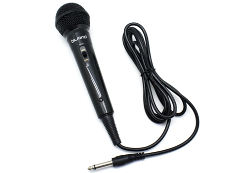 Biwond joybox micrófono karaoke (conector jack 6.3mm, botón on/off, longitud de cable 2,5 metros, sonido profesional, fiestas) - negro