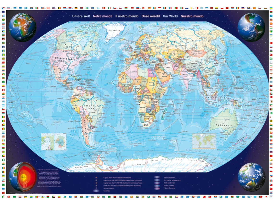Rompecabezas del mapa del mundo de Schmidt, 2000 piezas, para adultos