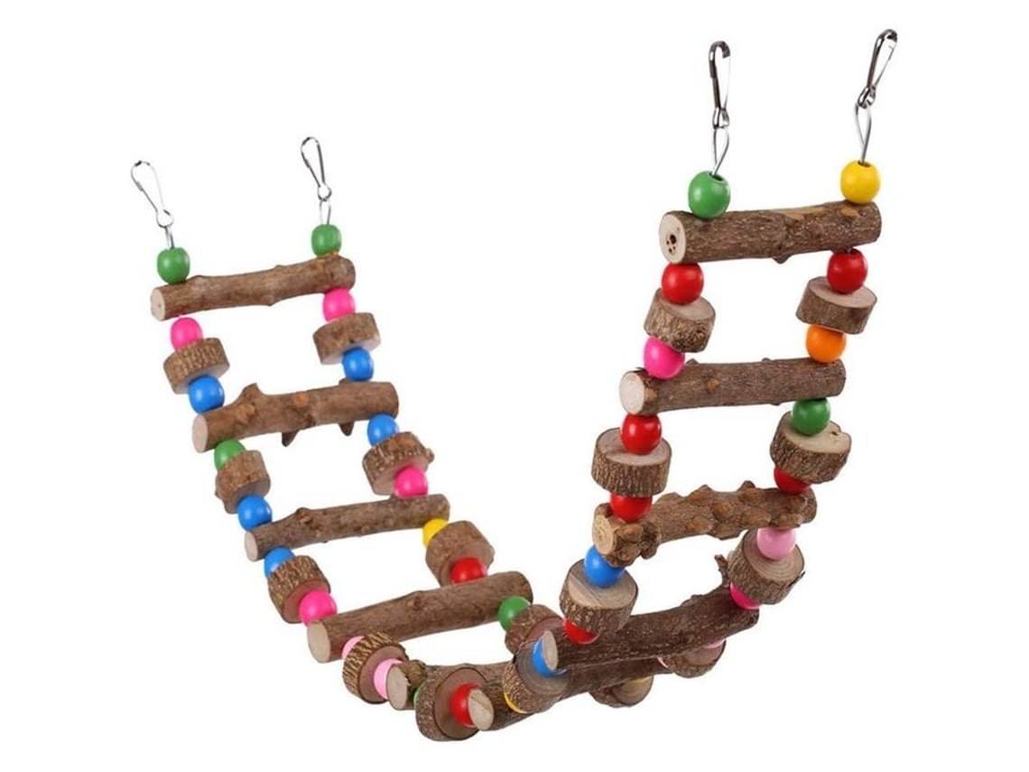 Escalera Colgante De Madera Para Pájaros Juguete Masticable Accesorio De Jaula De Aves Colorido