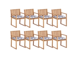 Conjunto de 8 sillas con cojines BELIANI Sassari ii de Madera de acacia con certificado FSC® Madera clara 54x59x80