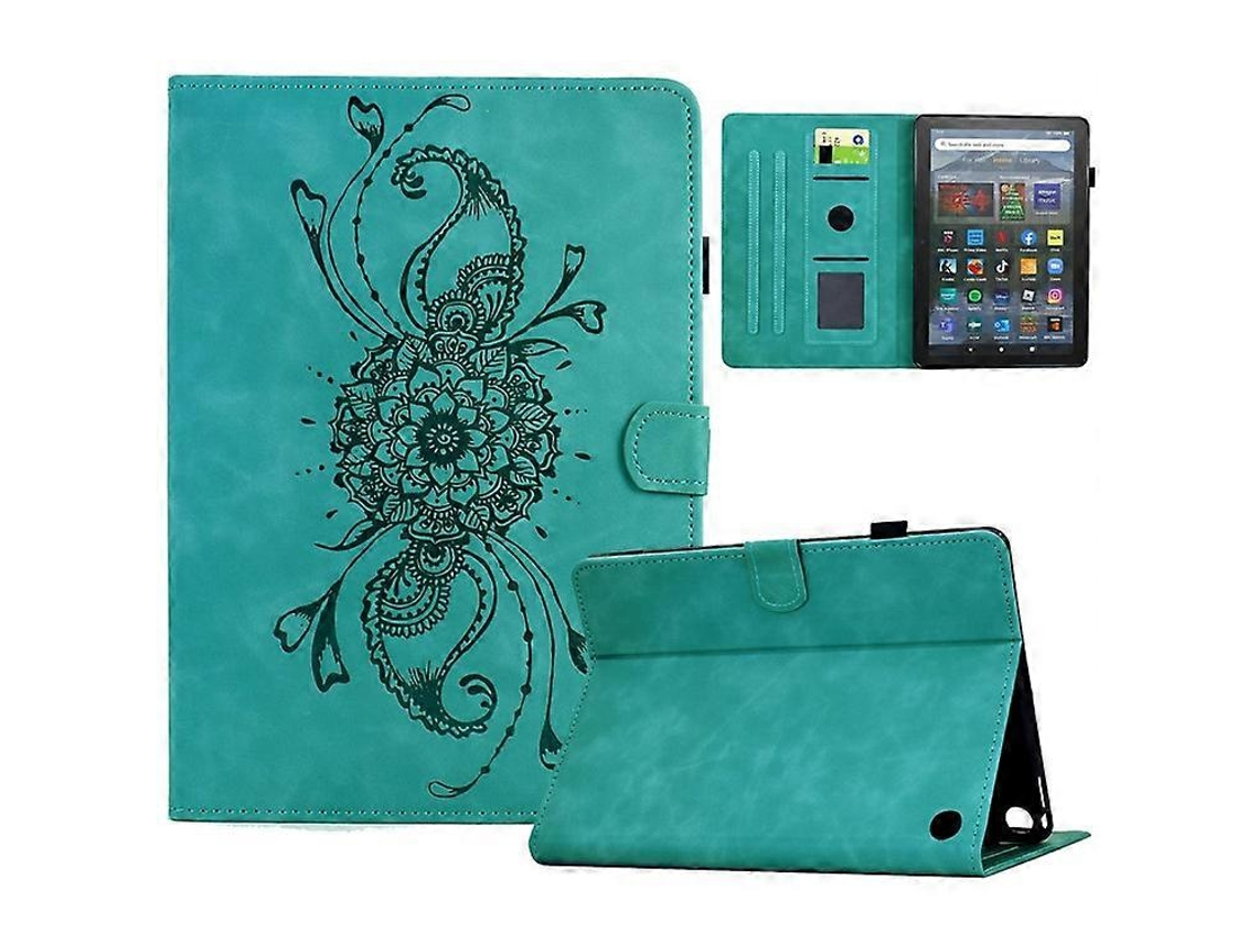 Funda de piel con estampado de mandala y ranuras para tarjetas, compatible con Amazon Fire HD 8 (2020) Facpoet (2022)