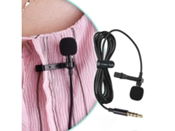 Micrófono de solapa con clip para iPhone, condensador de 3,5 mm con salida para auriculares, para cámara y móvil.