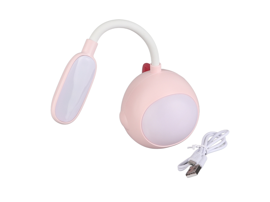 Lámpara De Escritorio Led Con Batería Flexible Luz Nocturna Protectora De Ojos Carga Usb Para Dormitorio Dormitorio Rosa
