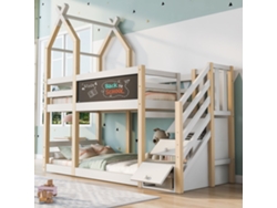 Litera Con Forma De Casa Del Árbol De 90x200 Con Pizarra Y Espacio De Almacenamiento
