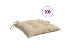 Conjunto 6 Cojín Para Silla VIDAXL Beige Poliéster (40x40x7 cm)