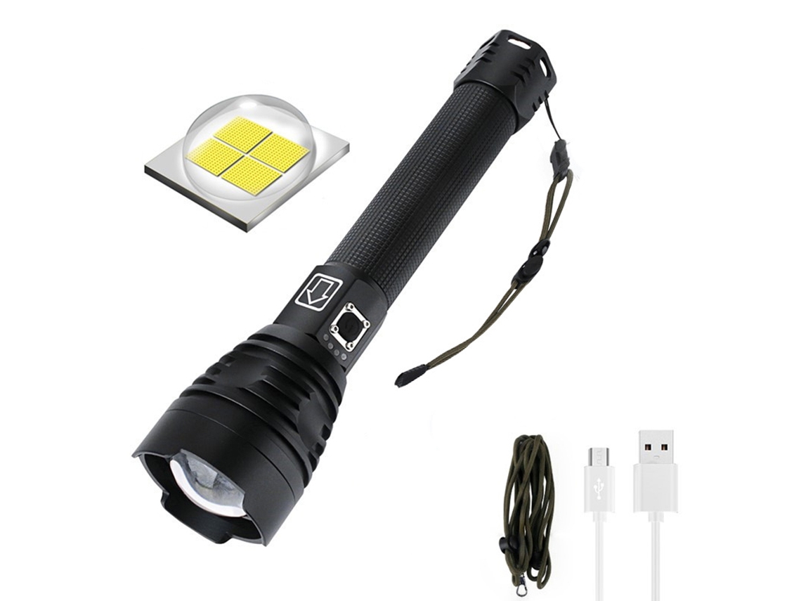 Bj-lanterna Recarregável Usb Com Led Zoom, Mãos Livres, Alumínio, Resistente À Água Ipx6, Luz De Trabalho