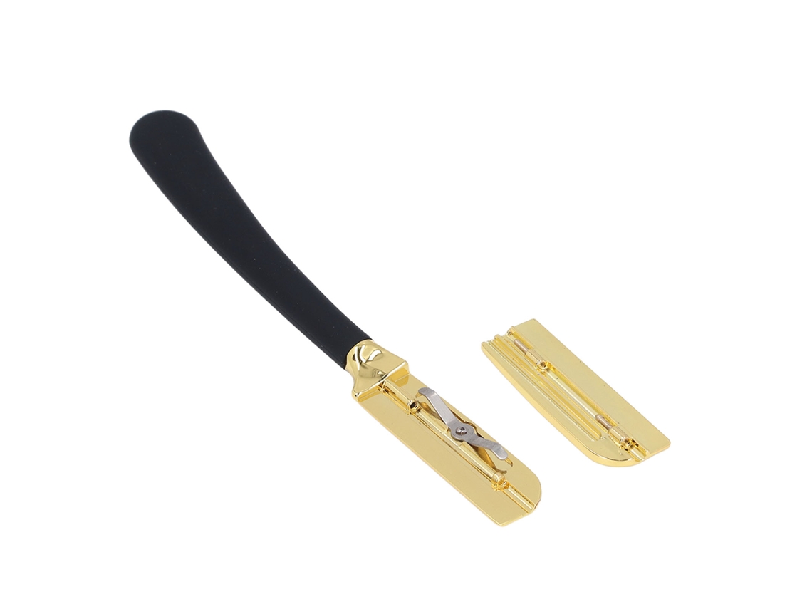 Suporte para aparador de barba manual 2026-Barber, cabo reto em silicone e liga de zinco, cinza.