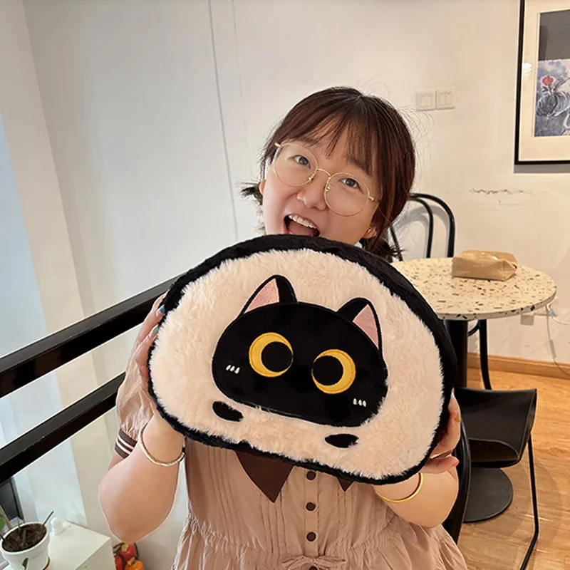 (negro, 32 Cm) Cojín Decorativo Enrollado Suizo Con Forma De Gato Adulto, Cojín Para Sofá, Cojín Decorativo Creativo