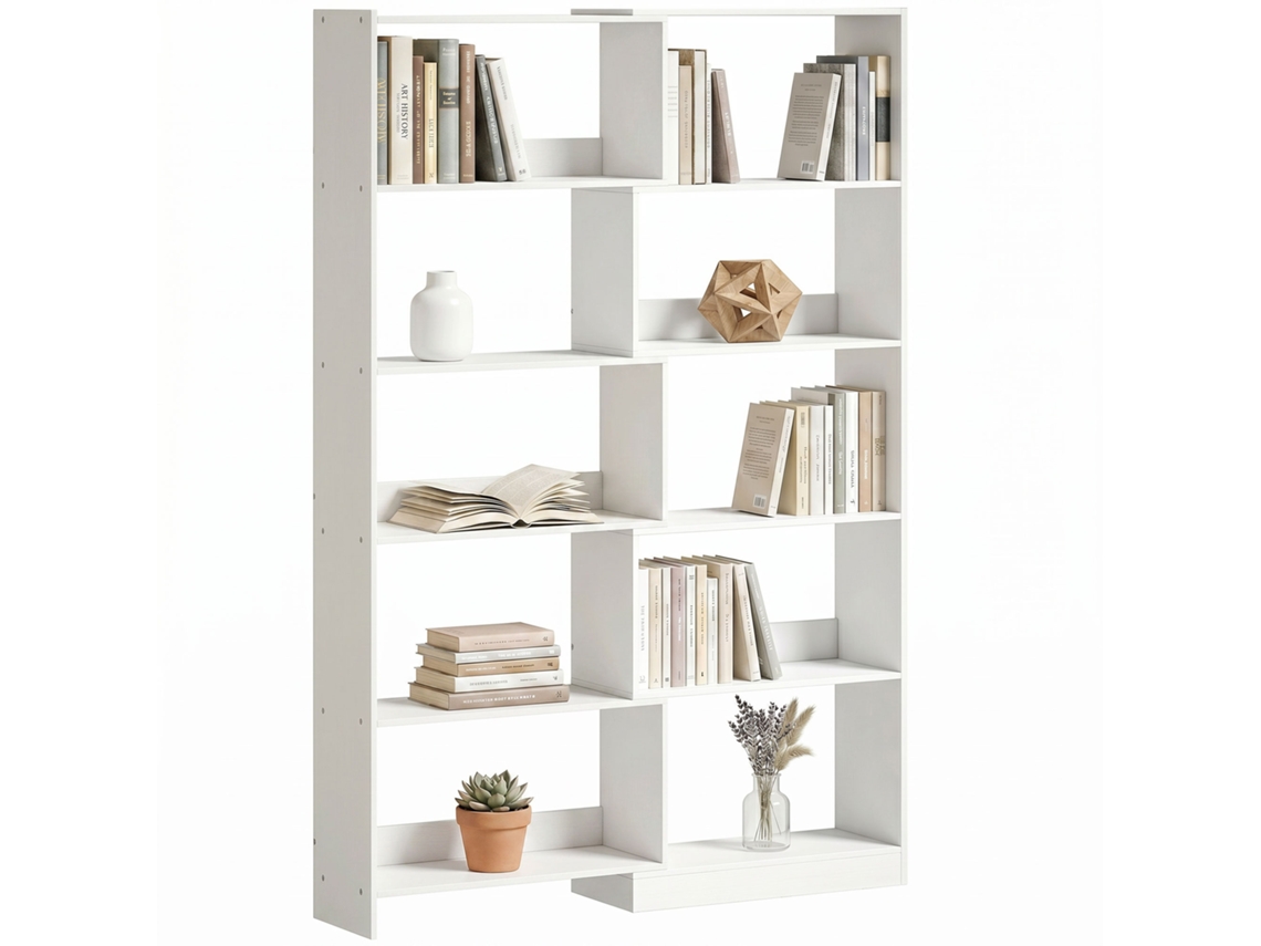 Estantería Expandible 5 Niveles Giratoria 350° Ancho Ajustable Convertible En En L Recta O Compacta 111,5x23,8x163,7 Cm