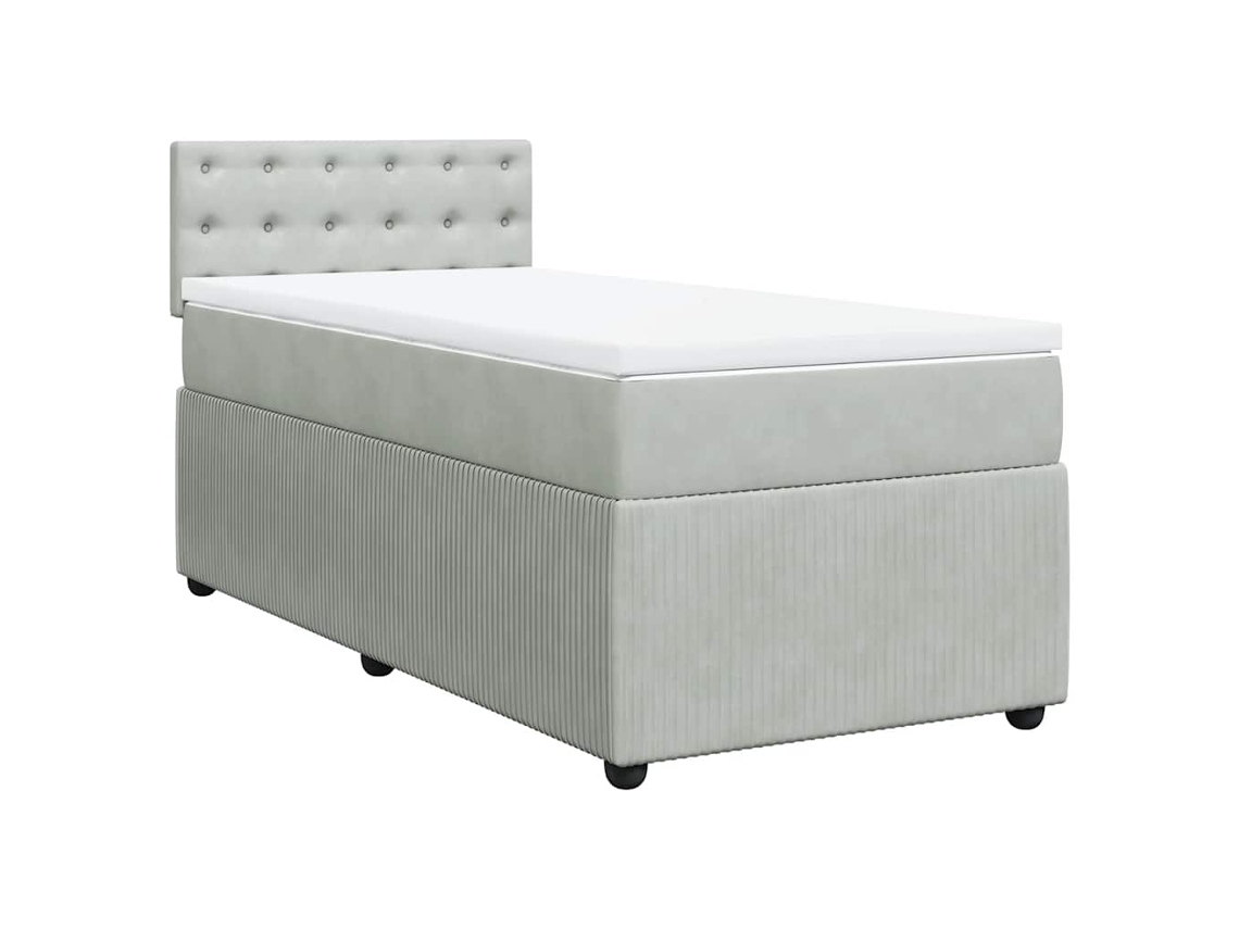 Maison Exclusive - Cama Box Spring Con Colchón Terciopelo Gris Claro 80x200 Cm